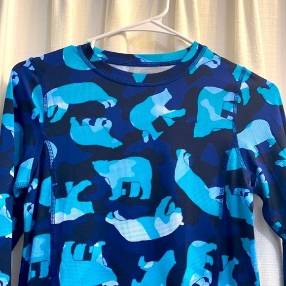 Children’s Lands’ End Polyester & Spandex Blue Polar Bear Rash Guard Shirt Sz M - Picture 2 of 7